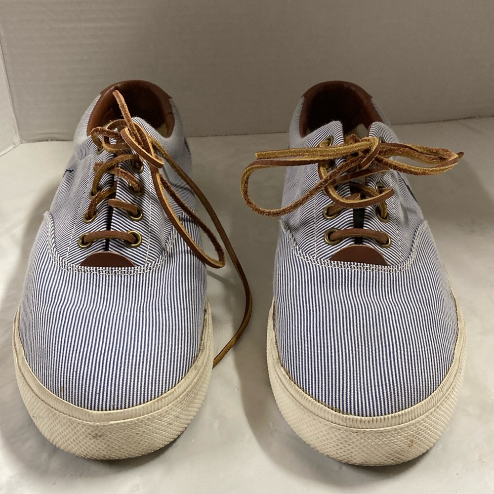 Polo Ralph Lauren Vaughn  Mens Size 11D Pinstripe Low Top Sneakers Shoes Lace Up